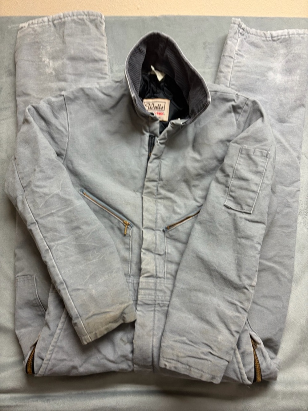 VTG Walls Blizzard-Pruf Insulated Coveralls Gray USA Workwear Zip Legs Small - Picture 7 of 16